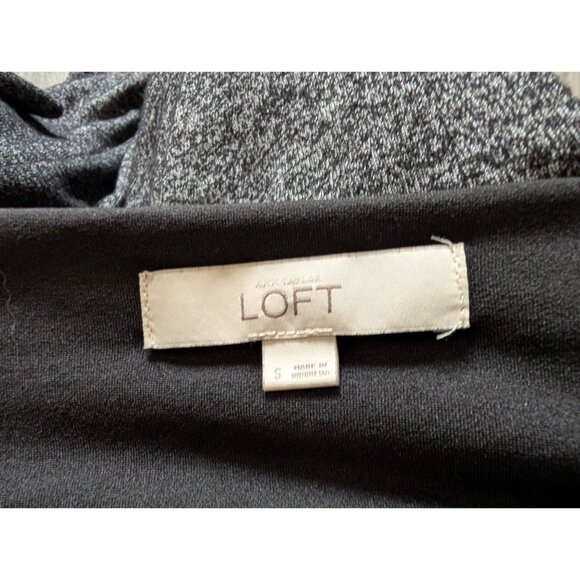 Loft Womens Long Sleeve Heathered Gray Ruched Dress Size S - Picture 5 of 8